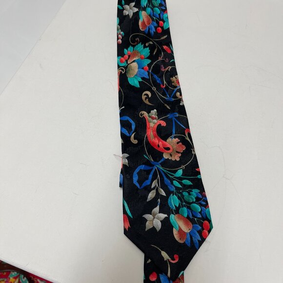 Leonard Italian Silk Tie Flowers Paris Italy 100% Silk - Picture 4 of 9